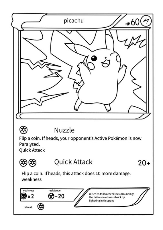 Çizim Pokemon Kartı Pikachu Boyama Sayfası