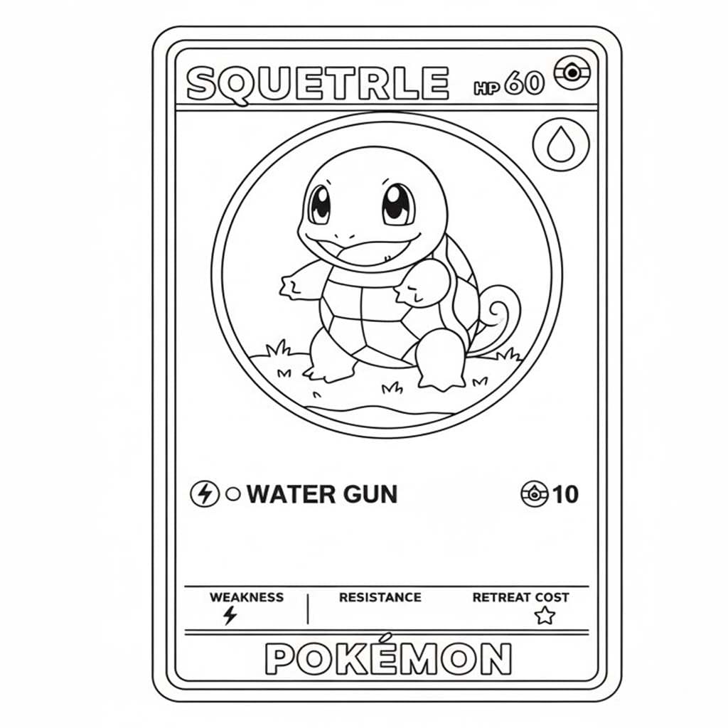 Çizim Pokemon Kartı Squirtle Boyama Sayfası