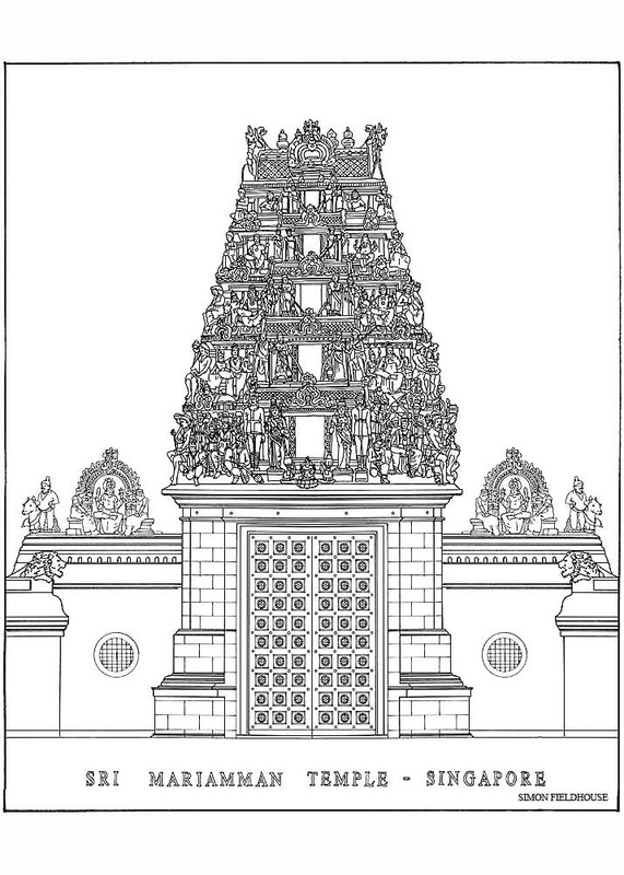Çizim Singapur basit Boyama Sayfası
