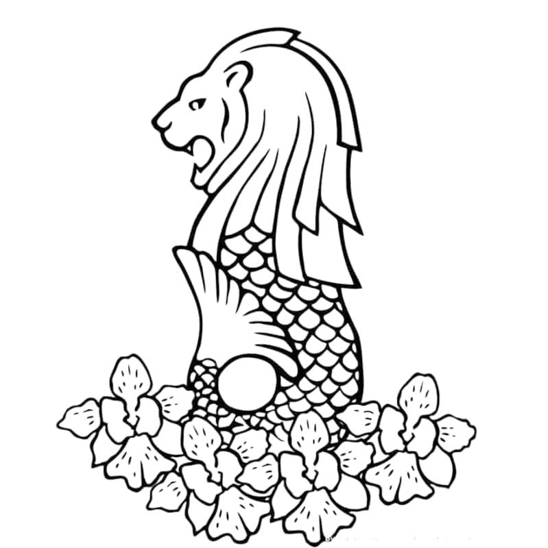 Çizim Singapur yazdırılabilir Boyama Sayfası