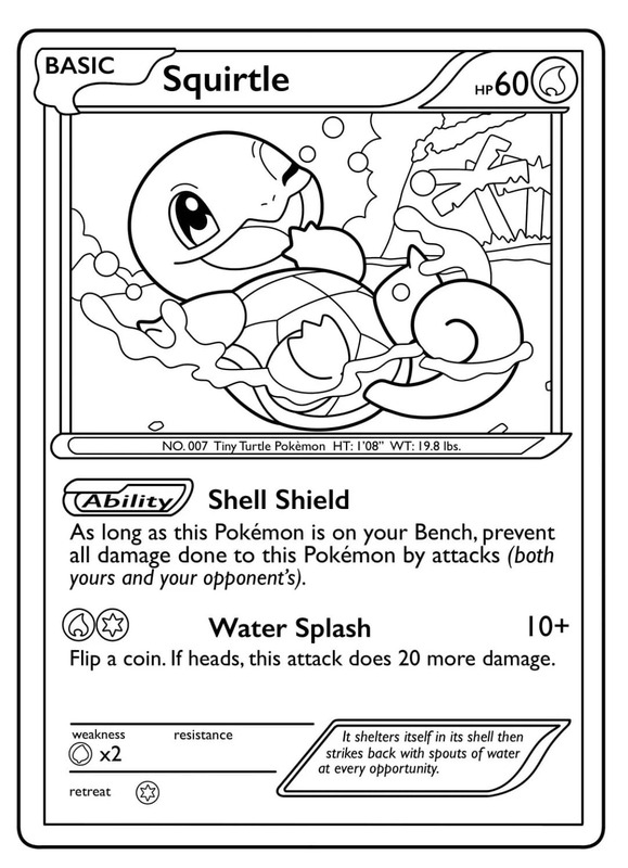 Çizim Squirtle Pokemon Kartı Boyama Sayfası
