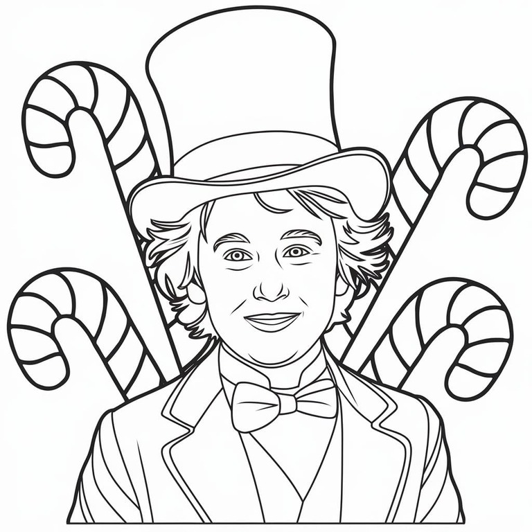 Çizime Timothee chalamet Wonka Boyama Sayfası