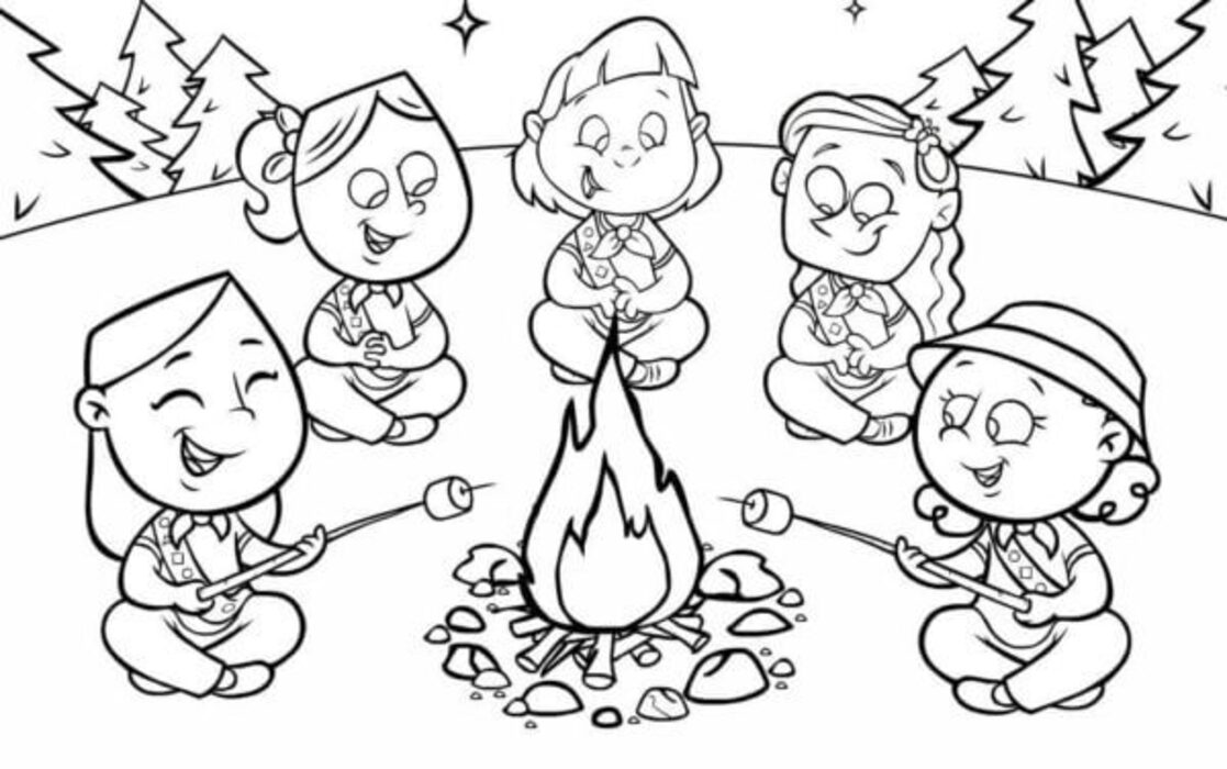 Çizimi Kamp Ücretsiz Boyama Sayfası