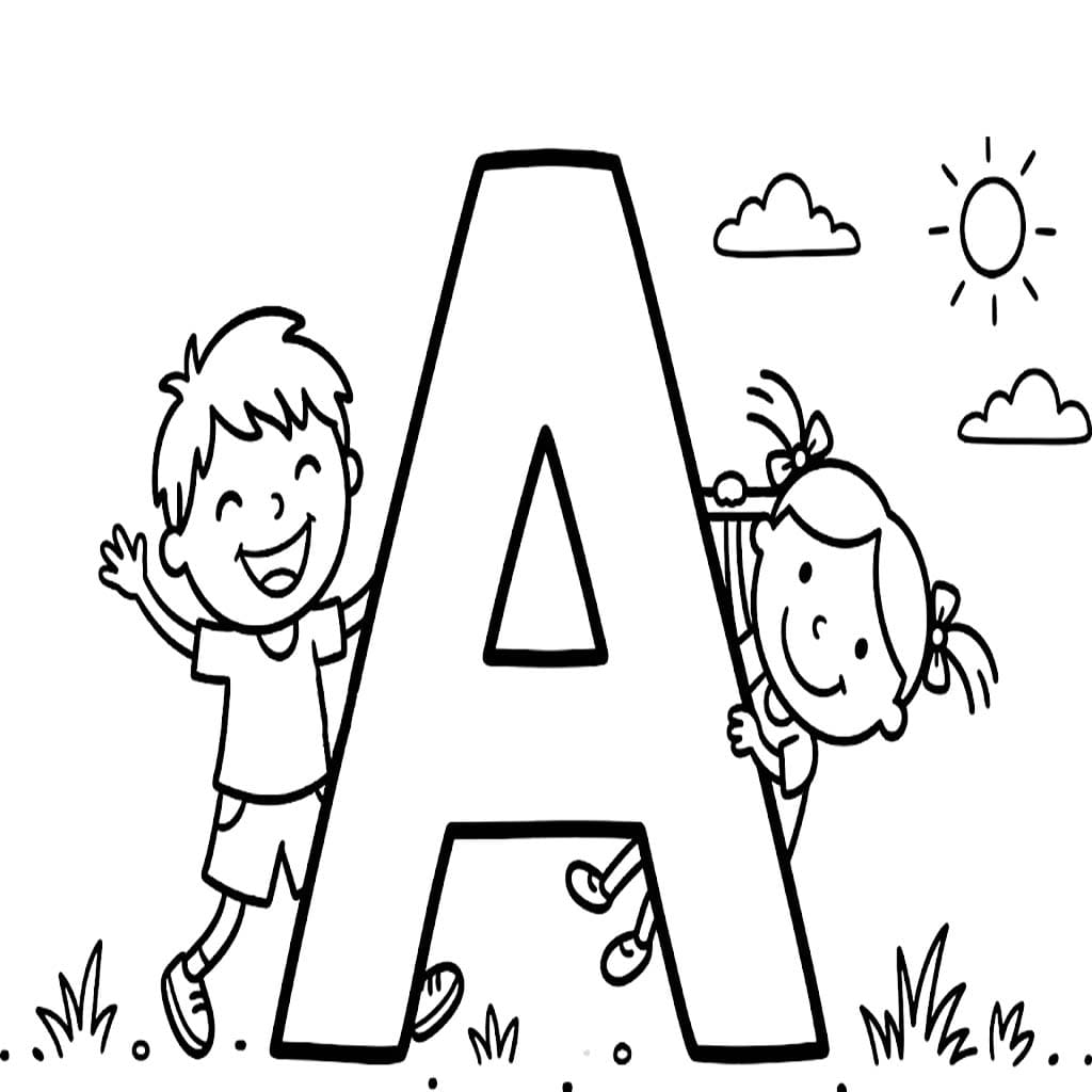 Çizmek A Harfi Basit Boyama Sayfası