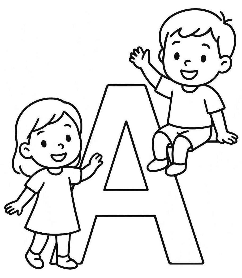 Çizmek A Harfi çocuklar için Boyama Sayfası