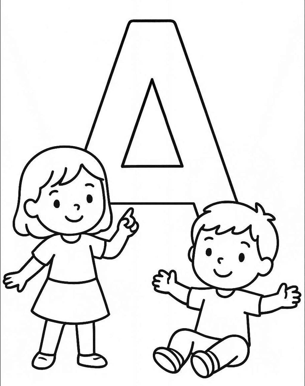 Çizmek A Harfi çocuklar Boyama Sayfası