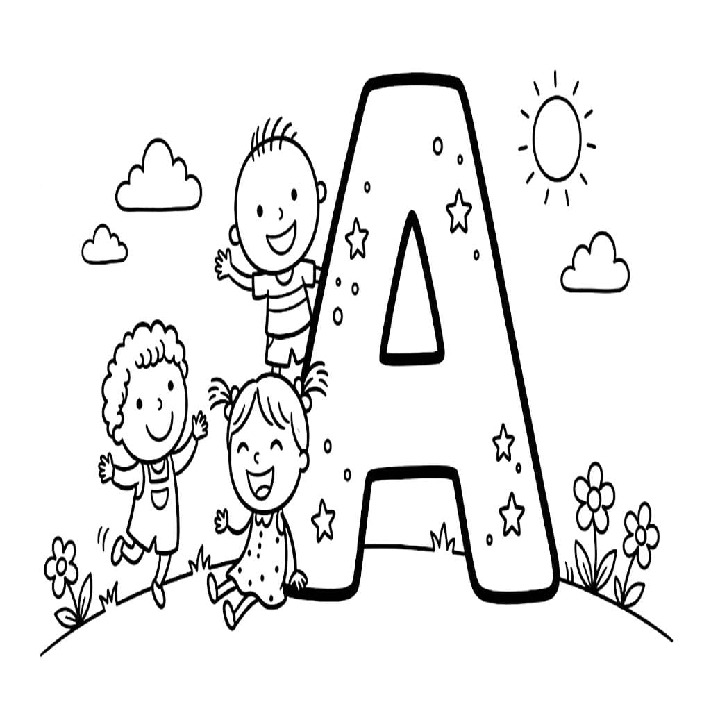 Çizmek A Harfi ücretsiz Boyama Sayfası