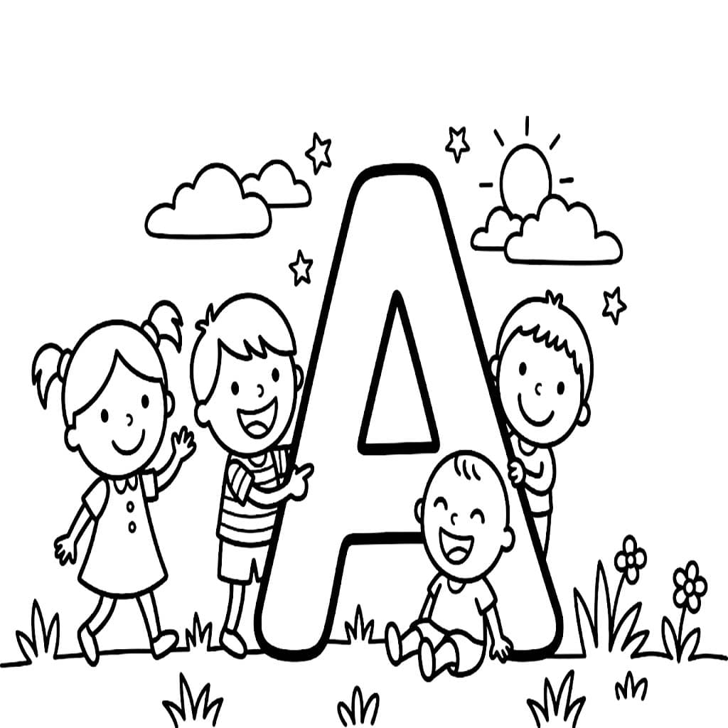 Çizmek A Harfi yazdırılabilir Boyama Sayfası