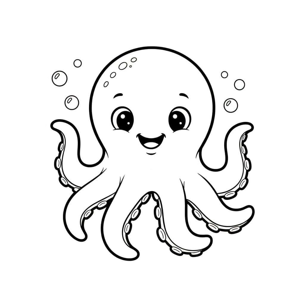 Çizmek Ahtapot 1 Boyama Sayfası