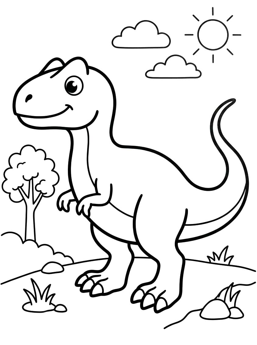 Çizmek Allosaurus ücretsiz yazdırılabilir Boyama Sayfası