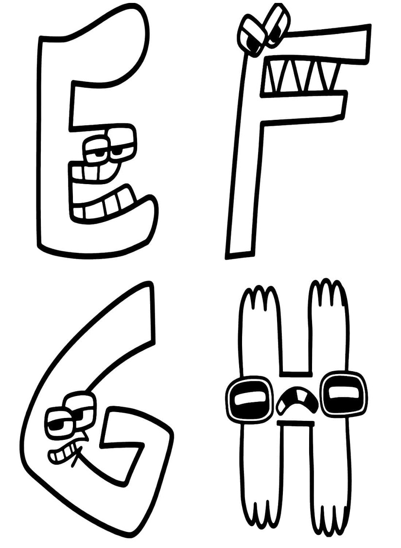 Çizmek Alphabet Lore E F G H Boyama Sayfası