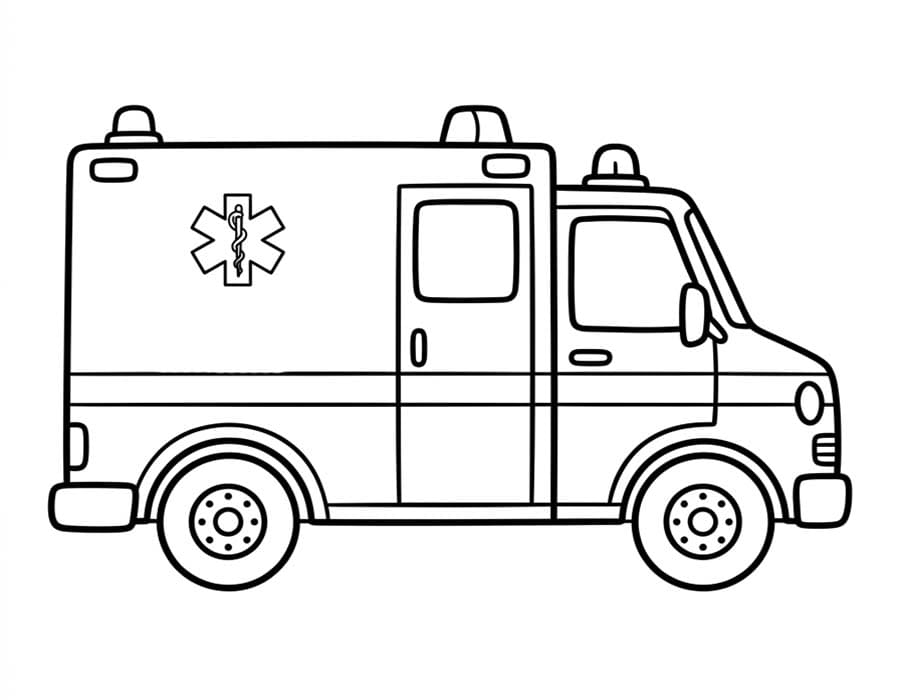 Çizmek Ambulans Basit Boyama Sayfası