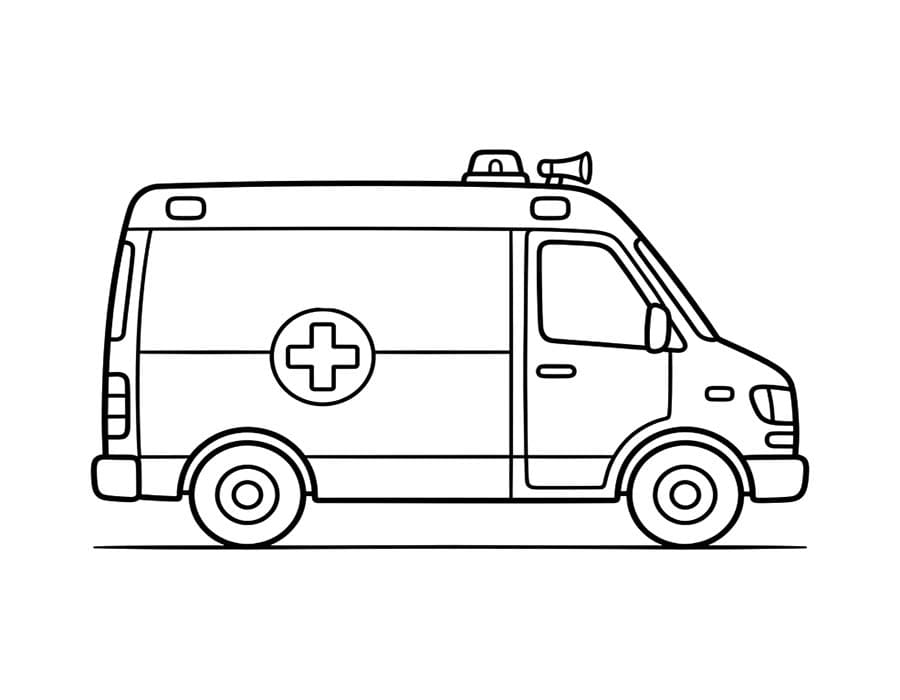 Çizmek Ambulans Kolay Boyama Sayfası