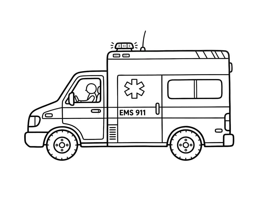 Çizmek Ambulans Temel Boyama Sayfası