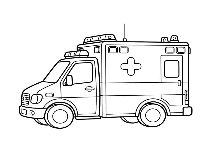 Çizmek Ambulans yazdırılabilir Boyama Sayfası