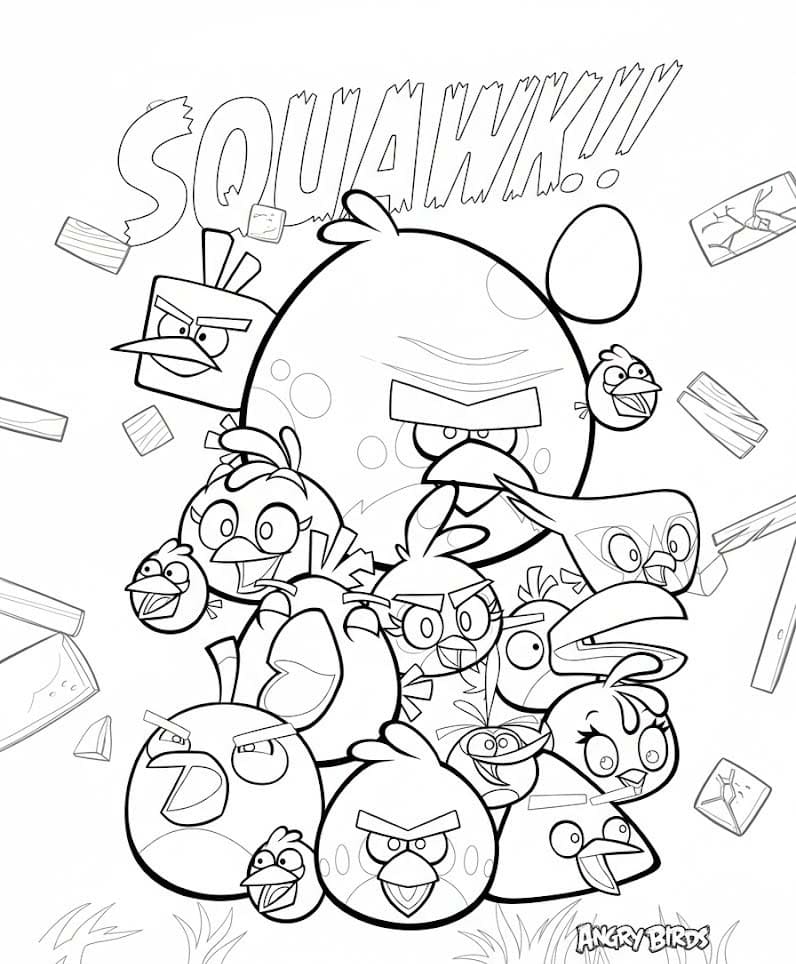 Çizmek Angry Birds basit Boyama Sayfası