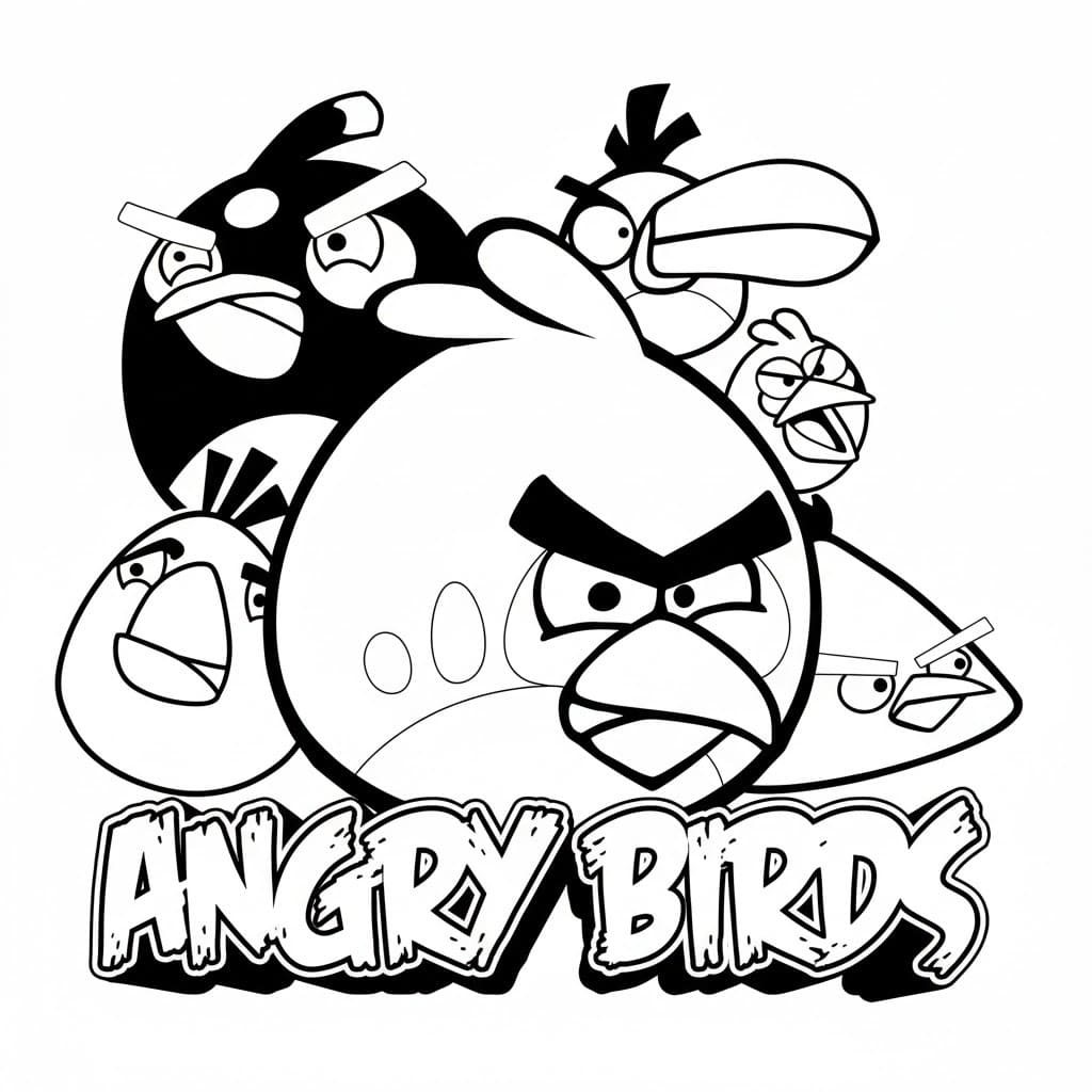 Çizmek Angry Birds çocuklar için ücretsiz Boyama Sayfası