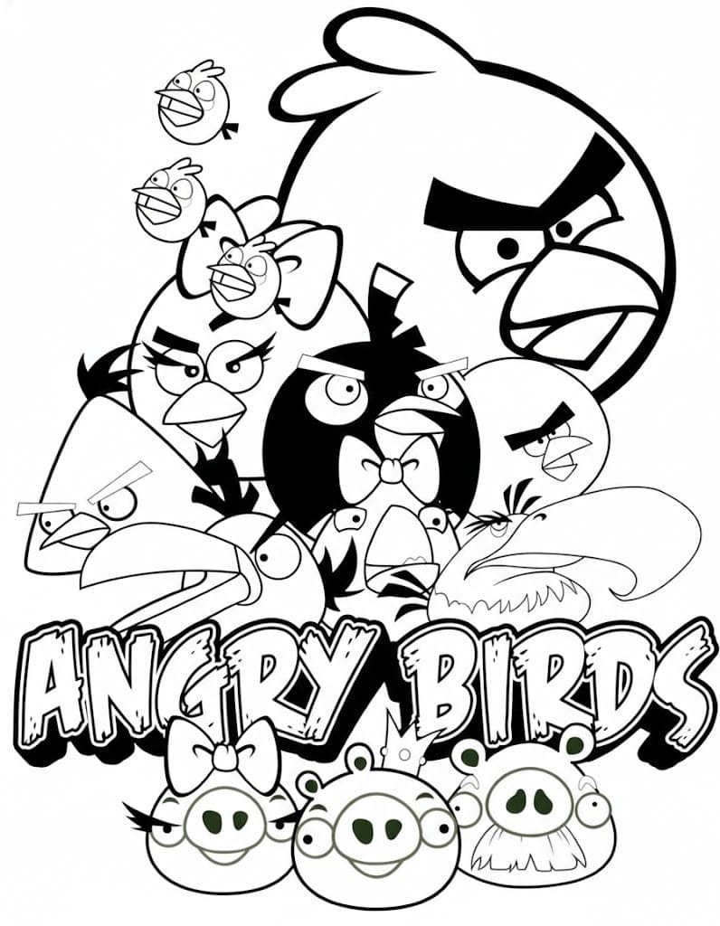 Çizmek Angry Birds ücretsiz yazdırılabilir Boyama Sayfası