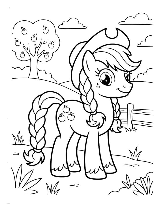 Çizmek Applejack Basit Boyama Sayfası