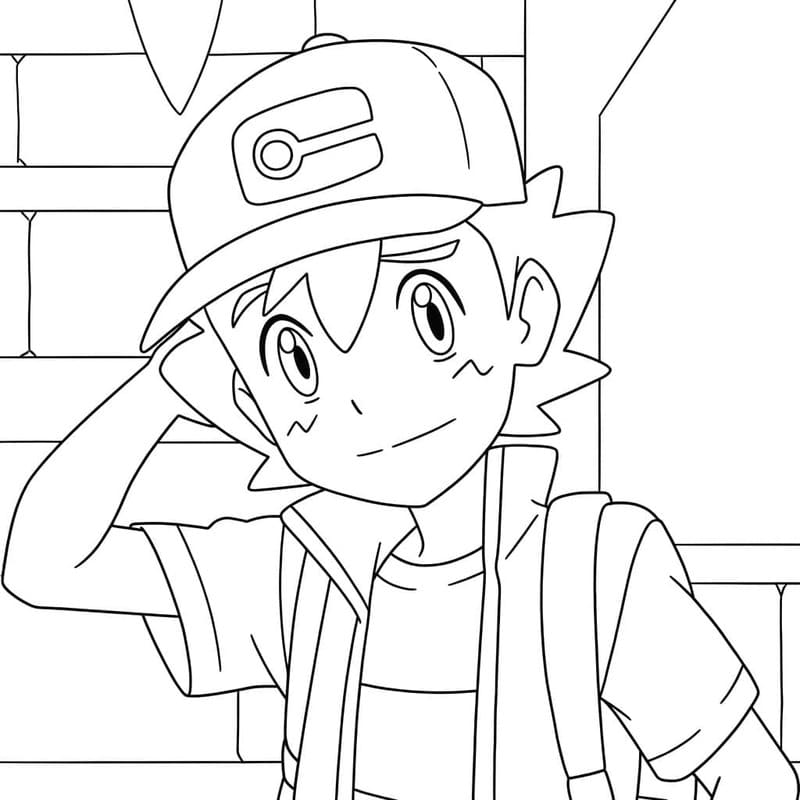 Çizmek Ash Ketchum Temel Boyama Sayfası