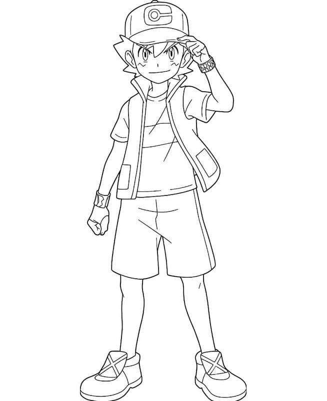 Çizmek Ash Ketchum ücretsiz yazdırılabilir Boyama Sayfası