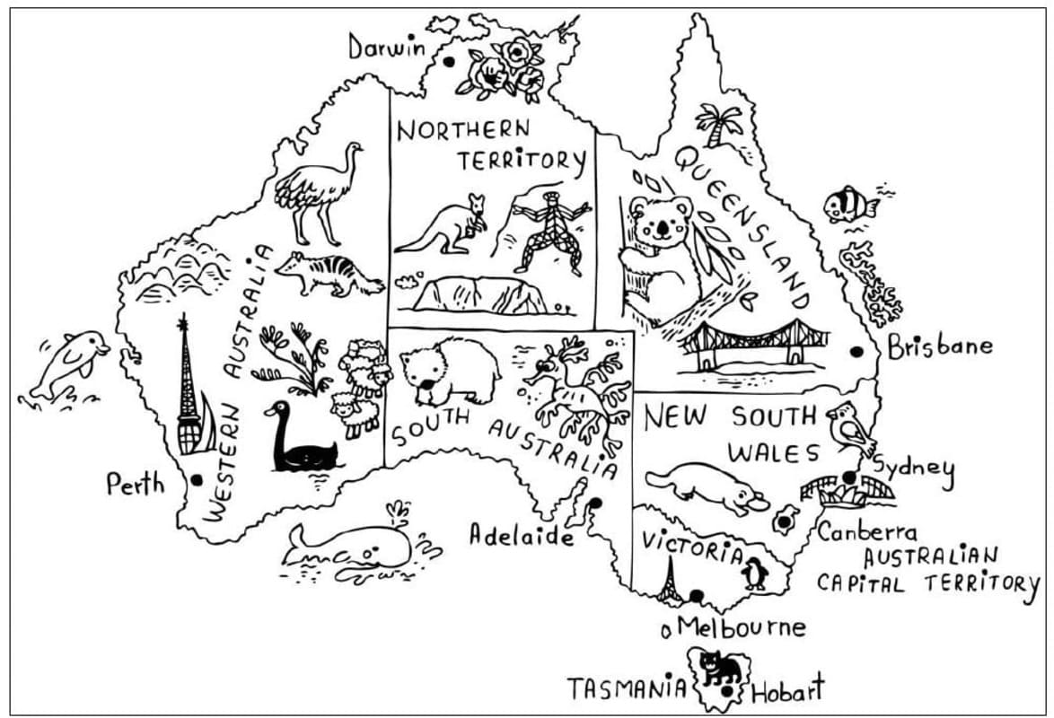 Çizmek Avustralya Ücretsiz Yazdırılabilir Boyama Sayfası