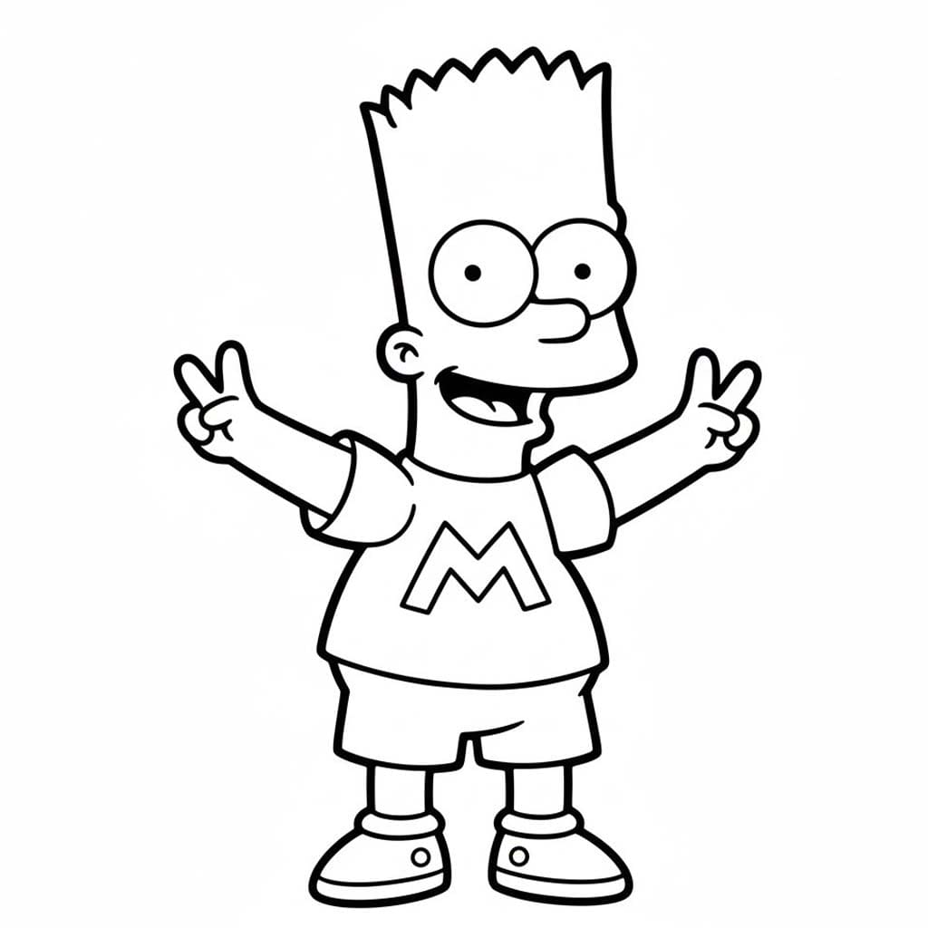 Çizmek Bart Simpson Temel Boyama Sayfası