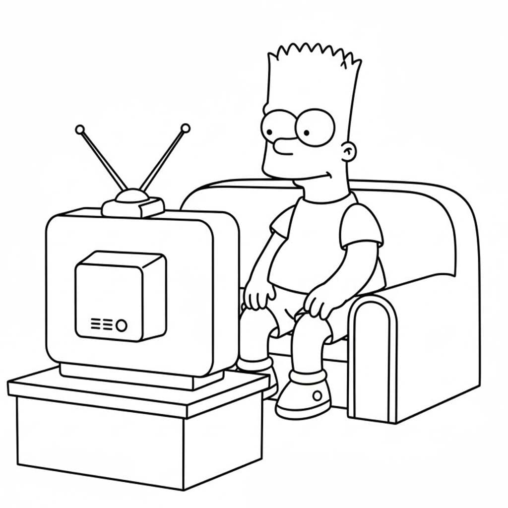 Çizmek Bart Simpson ücretsiz Boyama Sayfası