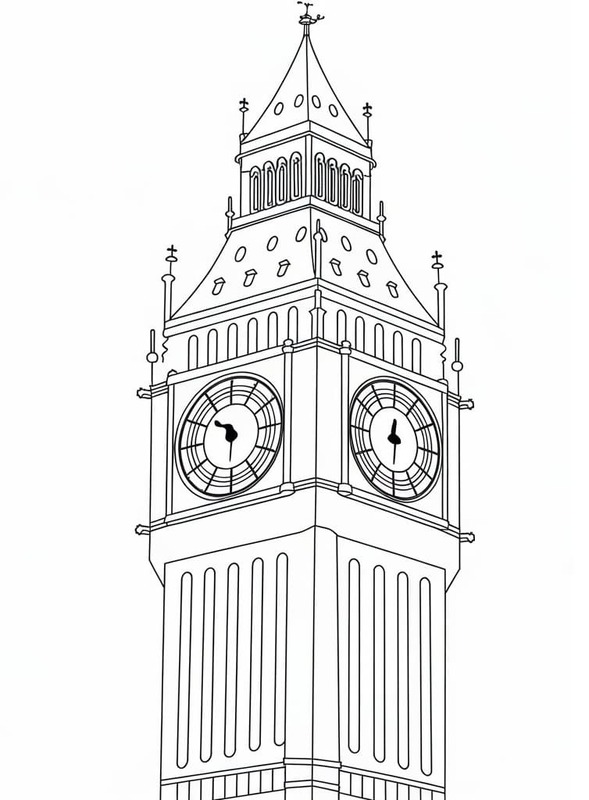 Çizmek Big Ben Yazdırılabilir Boyama Sayfası