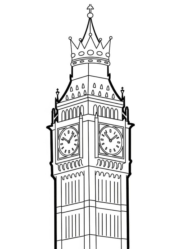 Çizmek Big Ben basit Boyama Sayfası
