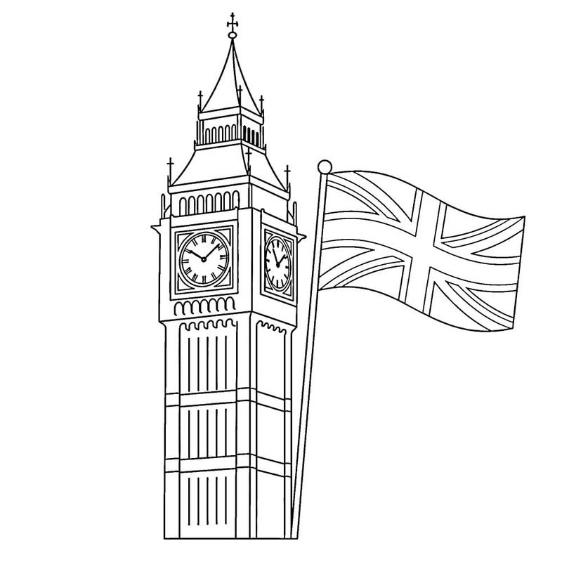 Çizmek Big Ben çocuklar için basit Boyama Sayfası