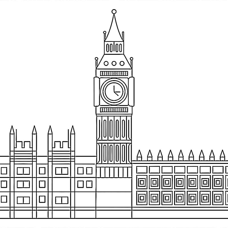 Çizmek Big Ben çocuklar için yazdırılabilir Boyama Sayfası