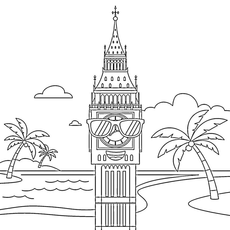 Çizmek Big Ben kolay Boyama Sayfası