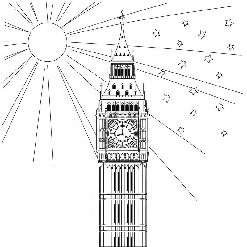 Çizmek Big Ben temel Boyama Sayfası