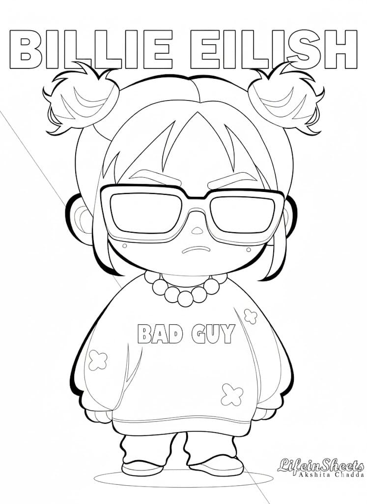 Çizmek Billie Eilish Ücretsiz Yazdırılabilir Boyama Sayfası