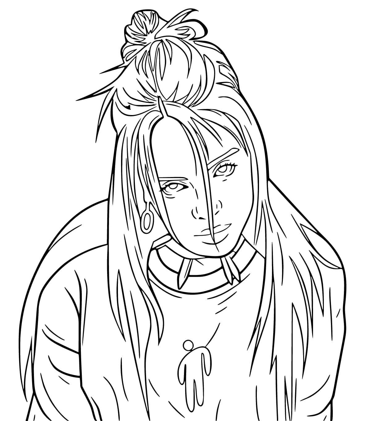 Çizmek Billie Eilish çocuklar için kolay Boyama Sayfası