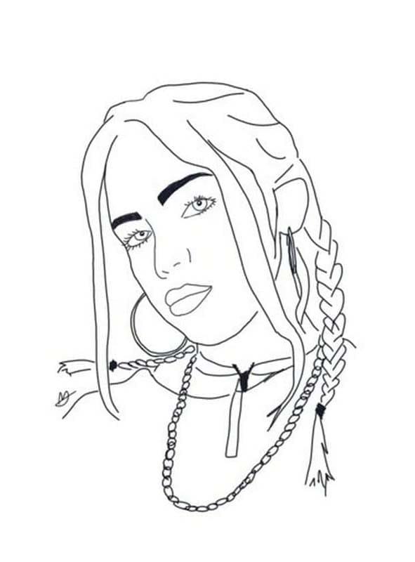 Çizmek Billie Eilish çocuklar için temel Boyama Sayfası