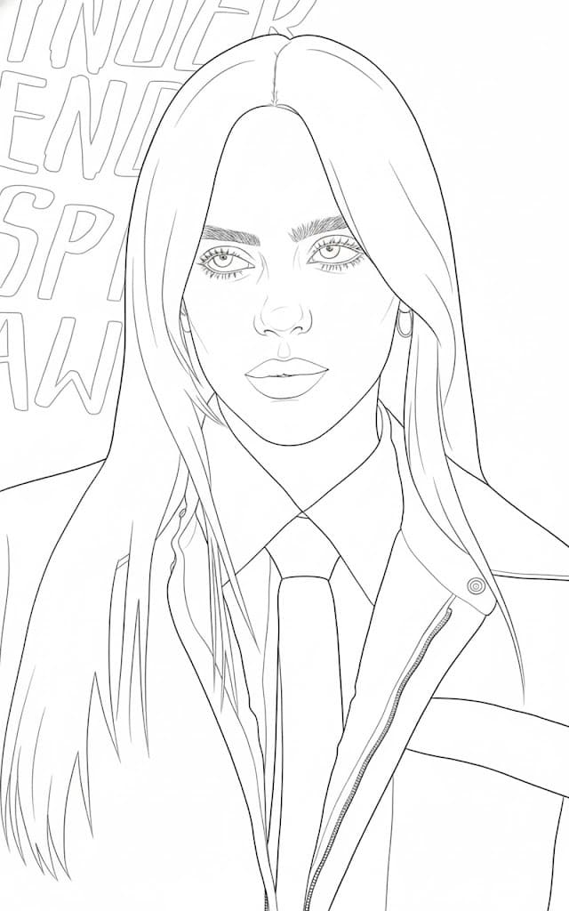 Çizmek Billie Eilish çocuklar için ücretsiz Boyama Sayfası
