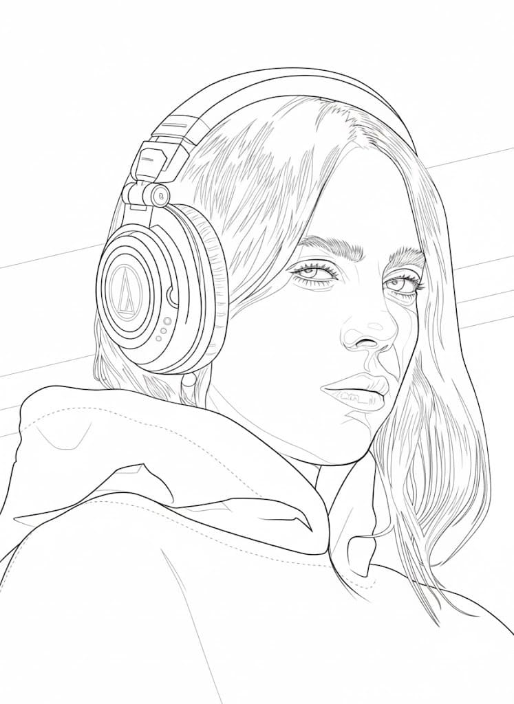 Çizmek Billie Eilish çocuklar için yazdırılabilir Boyama Sayfası