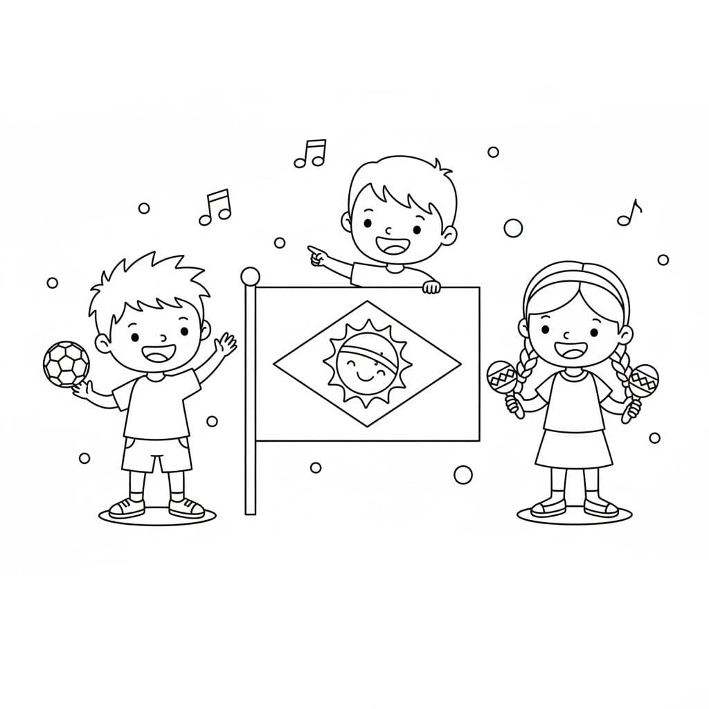 Çizmek Brezilya çocuklar için Ücretsiz Boyama Sayfası