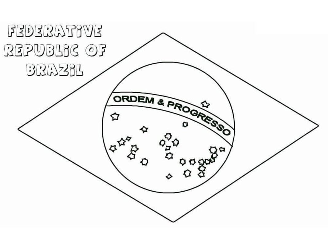 Çizmek Brezilya çocuklar için basit Boyama Sayfası