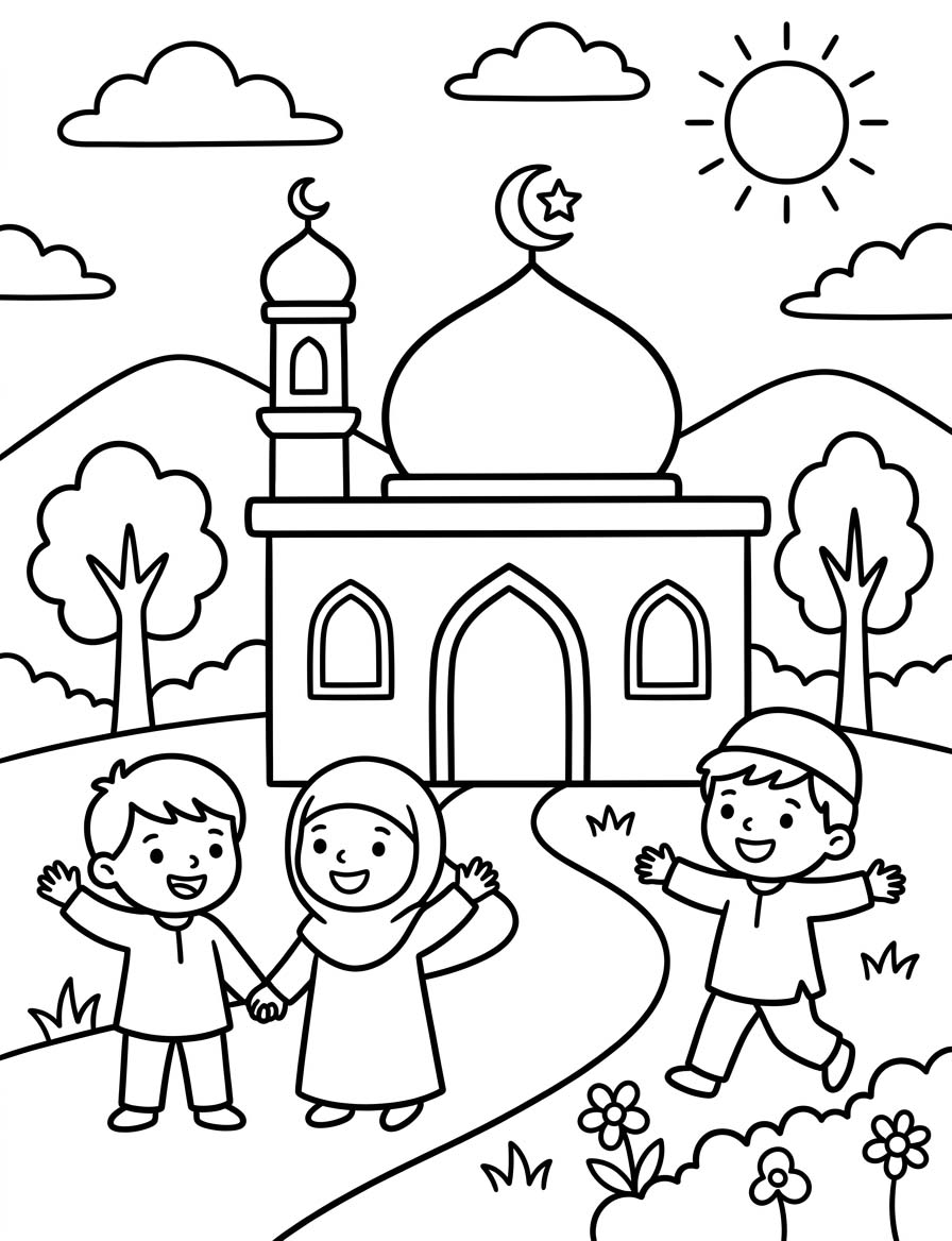 Çizmek Cami ücretsiz yazdırılabilir Boyama Sayfası