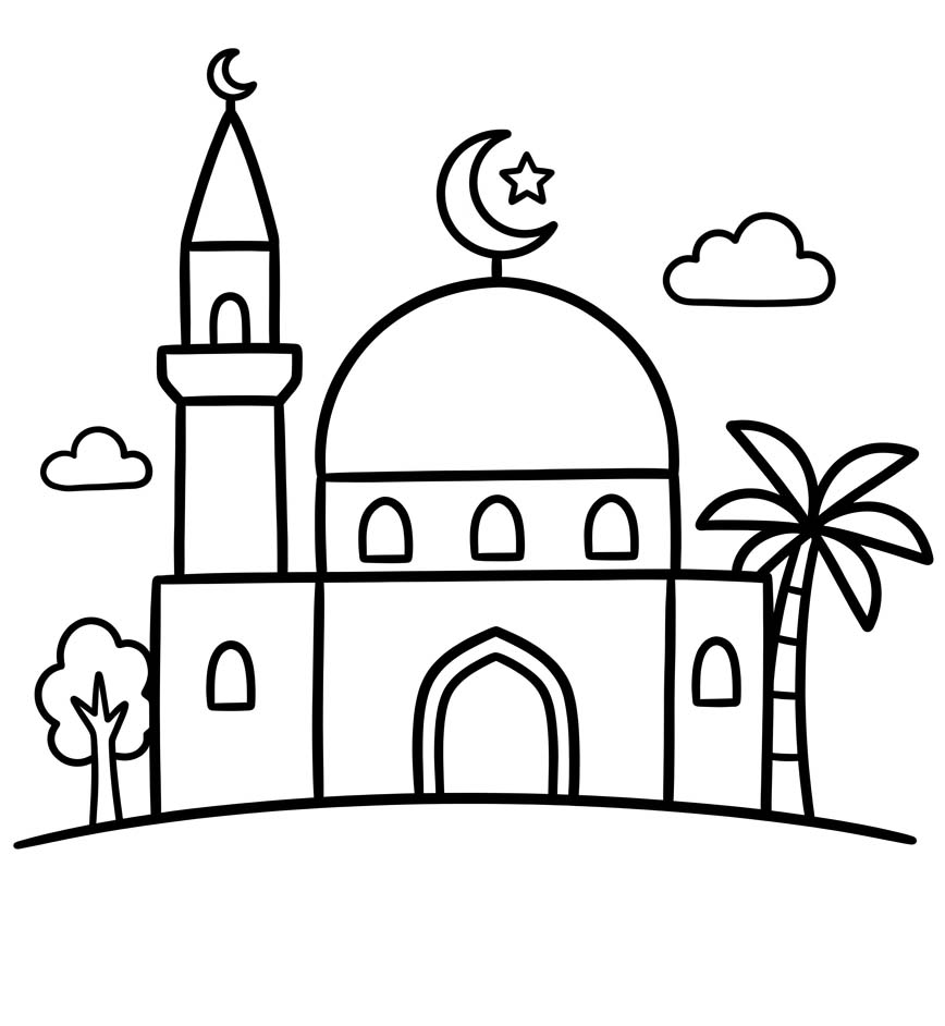 Çizmek Cami yazdırılabilir Boyama Sayfası