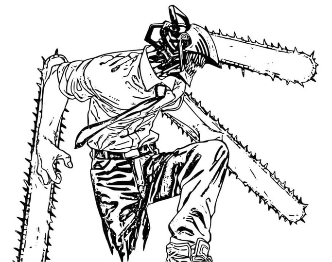 Çizmek Chainsaw Man çocuklar için Yazdırılabilir Boyama Sayfası