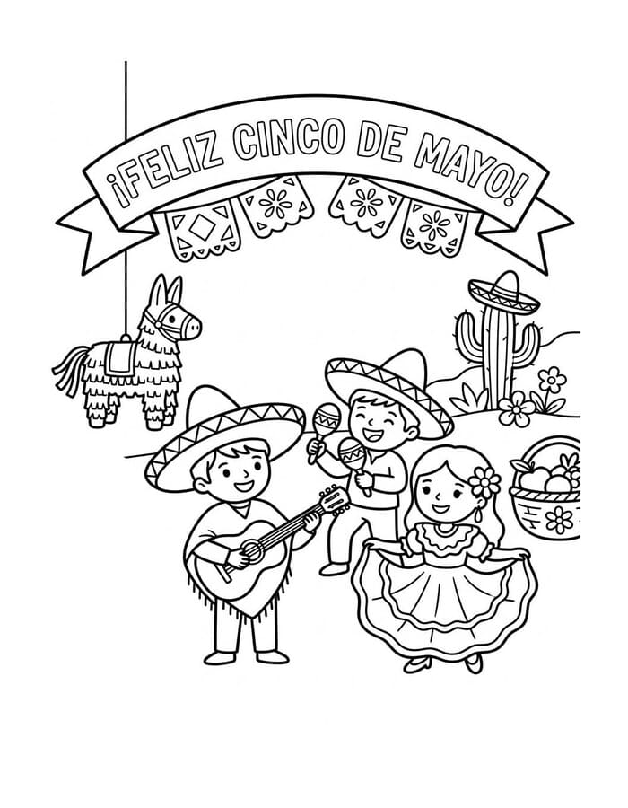 Çizmek Cinco de Mayo ücretsiz yazdırılabilir Boyama Sayfası