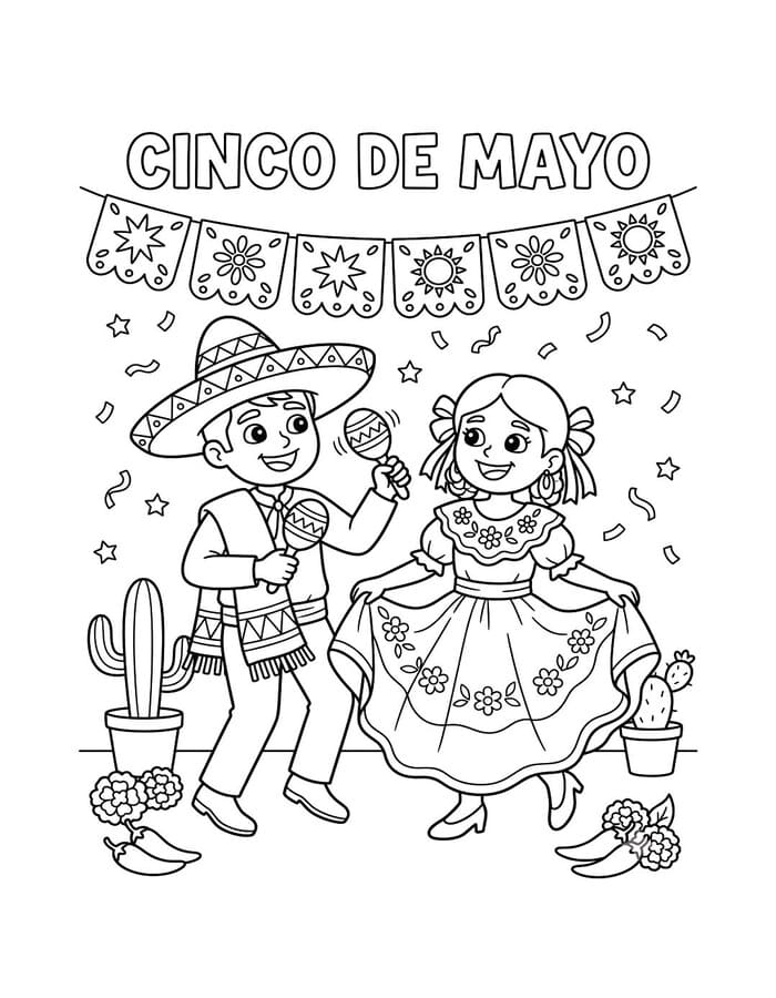 Çizmek Cinco de Mayo ücretsiz Boyama Sayfası