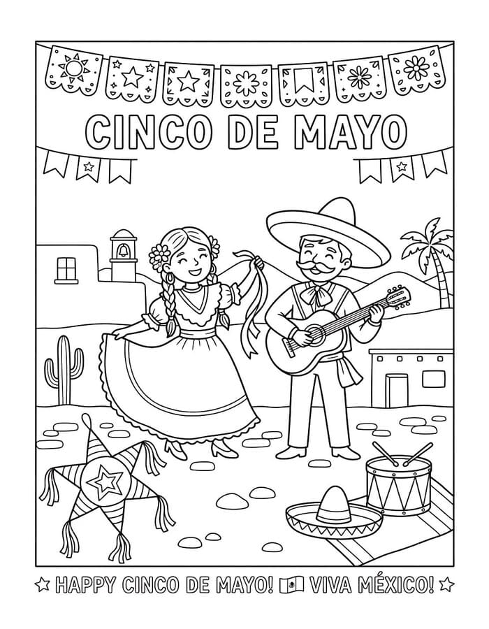 Çizmek Cinco de Mayo yazdırılabilir Boyama Sayfası