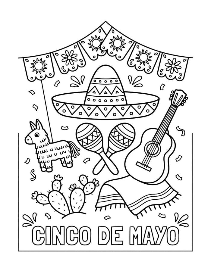 Çizmek Cinco de Mayo Boyama Sayfası