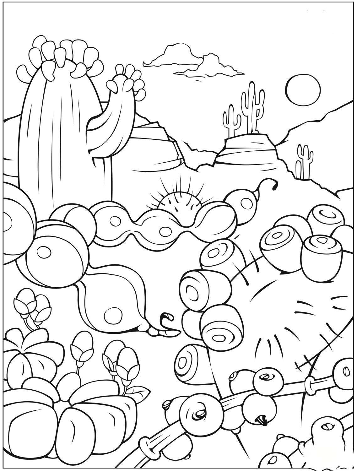 Çizmek Çöl çocuklar için basit Boyama Sayfası