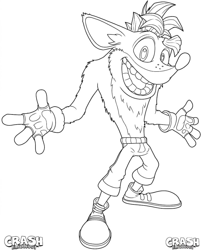 Çizmek Crash Bandicoot Ücretsiz Boyama Sayfası